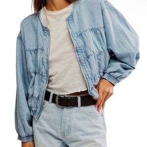 Free People Light Wash Denim Jacket.
